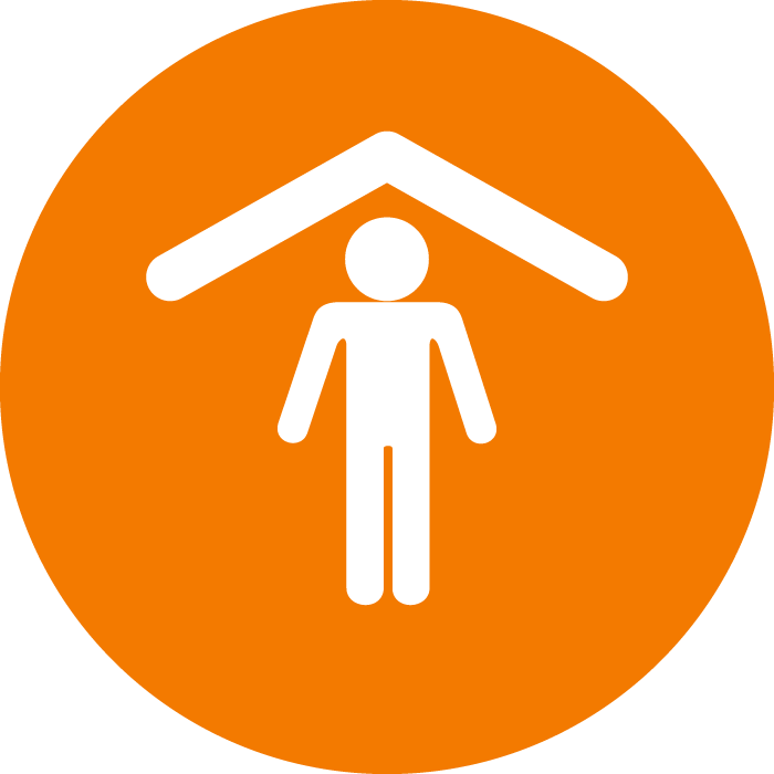 SHELTER - Orange Icon - Hazard and safety strategy.